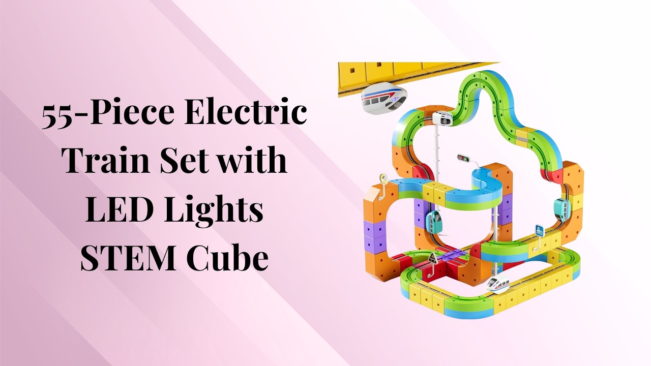 55-Piece Electric Train Set with LED Lights - STEM Cube